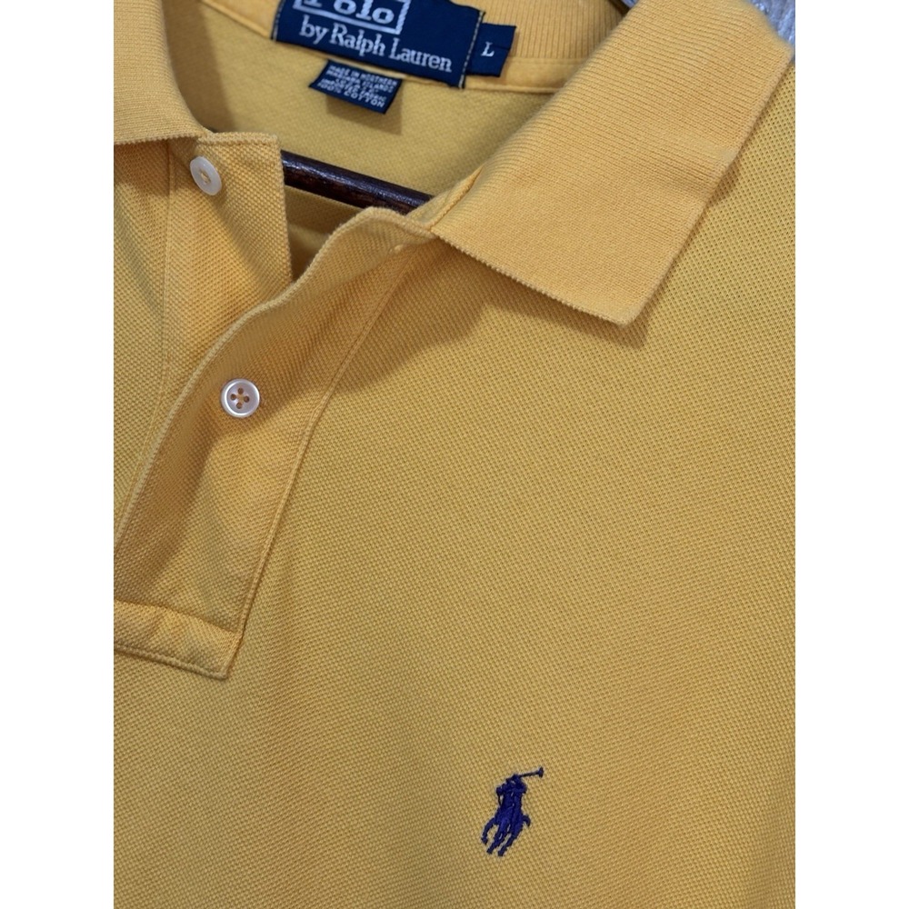 Polo Ralph Lauren Men's L Yellow Classic Piqué Polo Shirt 🐎 Vintage Prep